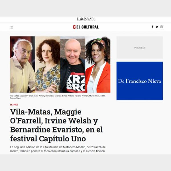 Vila-Matas, Maggie O'Farrell, Irvine Welsh y Bernardine Evaristo, en el festival Capítulo Uno