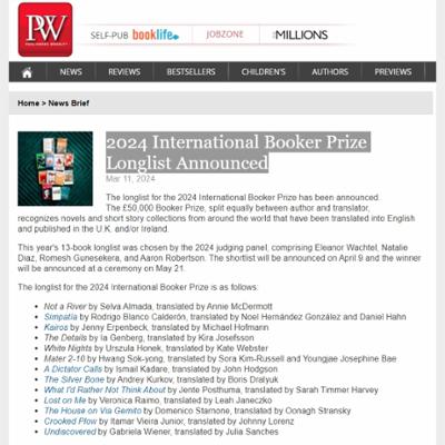 2024 International Booker Prize Longlist Announced