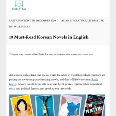 10 Must-Read Korean Novels in English